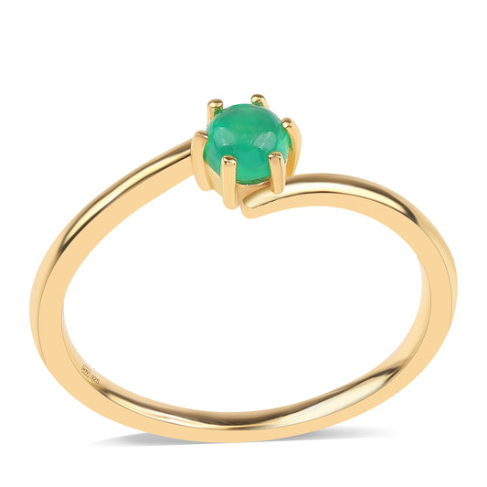 Inel din Argint 925 Placat cu Aur ( 1.62 grame ) cu Opal Verde Etiopian Lega Dembi 0.32 Carate