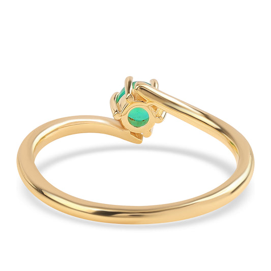 Inel din Argint 925 Placat cu Aur ( 1.62 grame ) cu Opal Verde Etiopian Lega Dembi 0.32 Carate