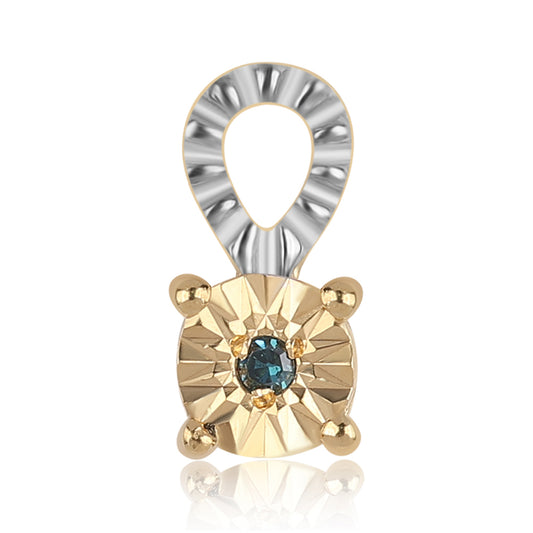 Set din Argint 925 Placat cu Aur ( 2.94 grame ) cu Diamant Albastru 0.02 Carate ( Cercei+Inel+Pandantiv )