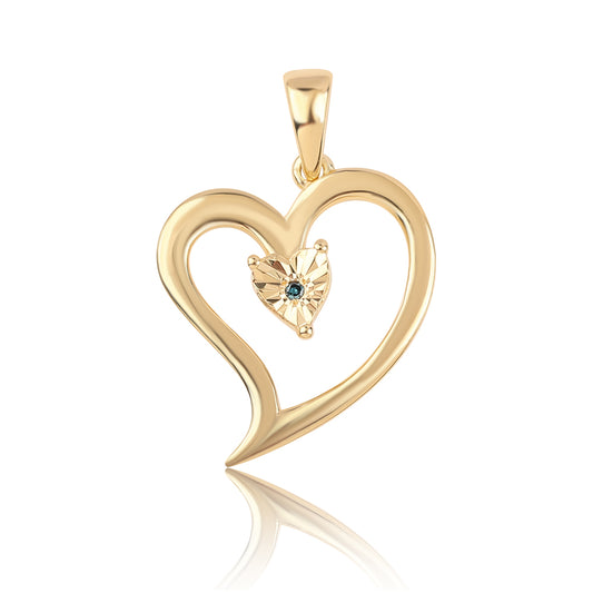 Pandantiv din Argint 925 Placat cu Aur ( 2.06 grame ) cu Diamant Albastru 0.01 Carate