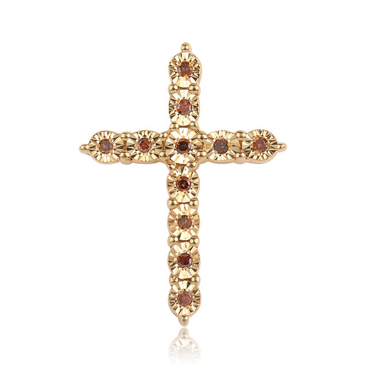 Cruce Pandantiv din Argint 925 Placat cu Aur ( 1.63 grame ) cu Diamant Roșu 0.09 Carate