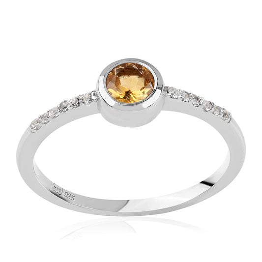 Inel din Argint 925 ( 2.09 grame ) cu Citrin Brazilian Clasa "AA" și Topaz Alb 0.59 Carate