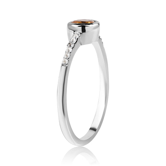 Inel din Argint 925 ( 2.09 grame ) cu Citrin Brazilian Clasa "AA" și Topaz Alb 0.59 Carate