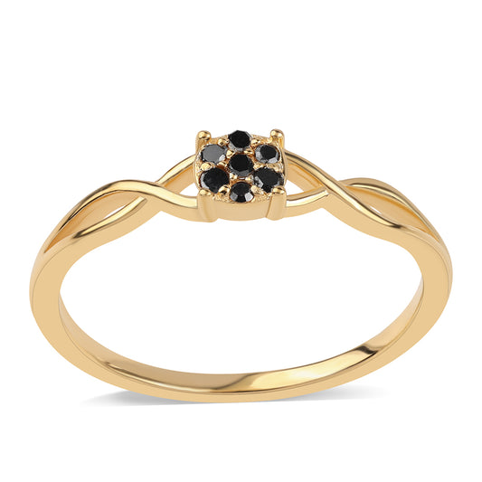 Inel din Argint 925 Placat cu Aur ( 1.63 grame ) cu Diamant Negru 0.11 Carate