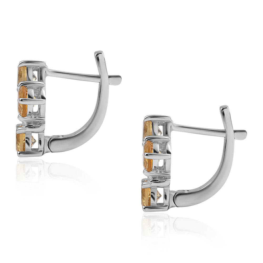 Cercei din Argint 925 ( 2.61 grame ) cu Citrin Brazilian Clasa "AA" și Topaz Alb 1.84 Carate