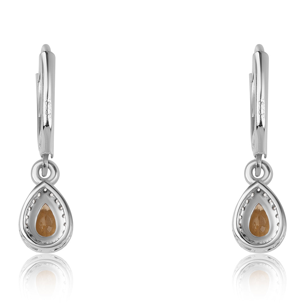 Cercei din Argint 925 ( 2.02 grame ) cu Citrin Brazilian Clasa "AA" și Topaz Alb 1.24 Carate