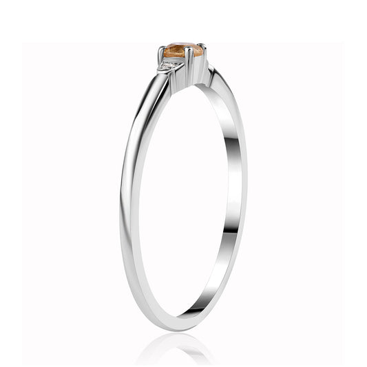 Inel din Argint 925 ( 1.66 grame ) cu Citrin Brazilian Clasa "AA" și Topaz Alb 0.18 Carate