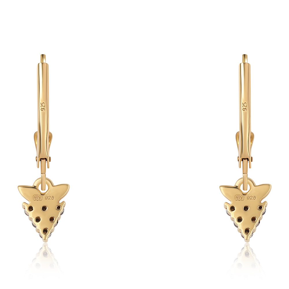 Cercei din Argint 925 Placat cu Aur ( 1.34 grame ) cu Diamant Negru 0.18 Carate