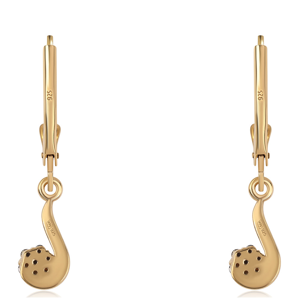 Cercei din Argint 925 Placat cu Aur ( 1.35 grame ) cu Diamant Negru 0.13 Carate