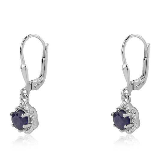 Cercei din Argint 925 ( 1.91 grame ) cu Safir Albastru Australian și Topaz Alb 1.78 Carate