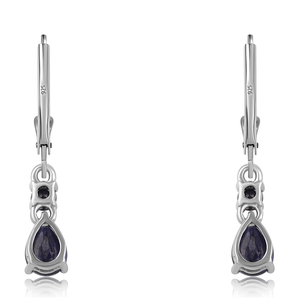 Cercei din Argint 925 ( 1.72 grame ) cu Safir Albastru Australian 2.36 Carate