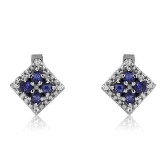 Cercei din Argint 925 ( 2.57 grame ) cu Safir Albastru Australian și Topaz Alb 0.6 Carate