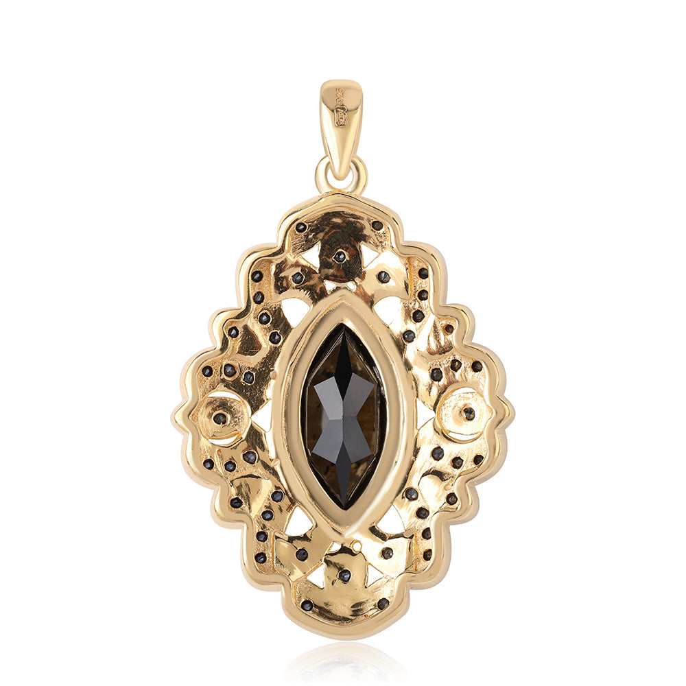 Pandantiv din Argint 925 Placat cu Aur ( 3.8 grame ) cu Spinel Negru 3.52 Carate