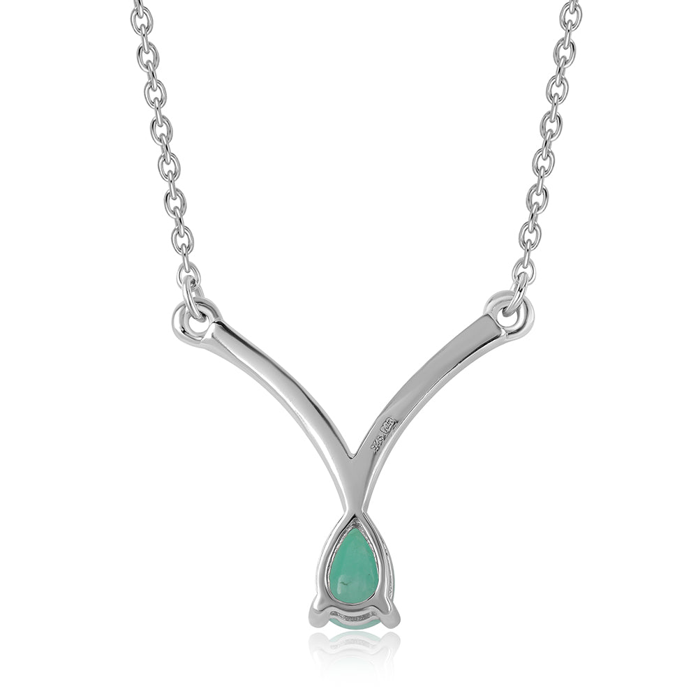 Colier din Argint 925 ( 2.84 grame ) cu Smarald Brazilian și Topaz Alb 0.57 Carate