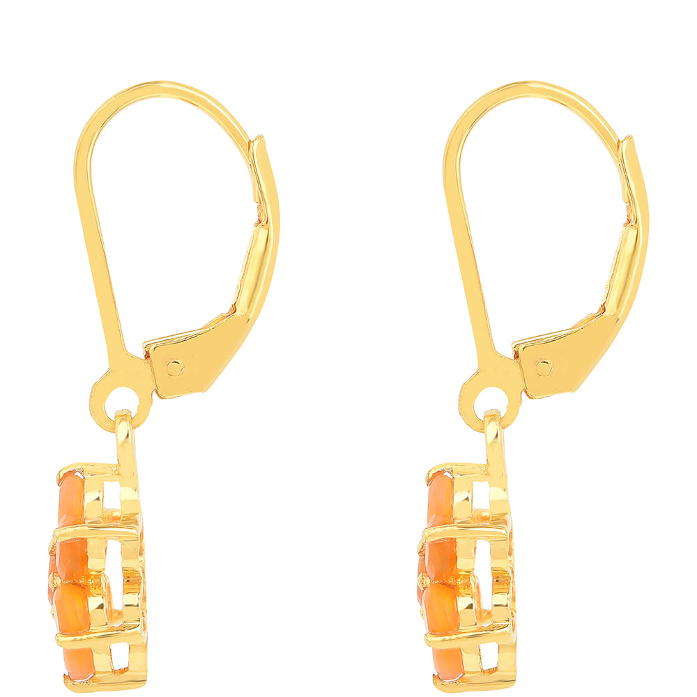 Cercei din Argint 925 Placat cu Aur ( 1.85 grame ) cu Opal de Foc 1.02 Carate