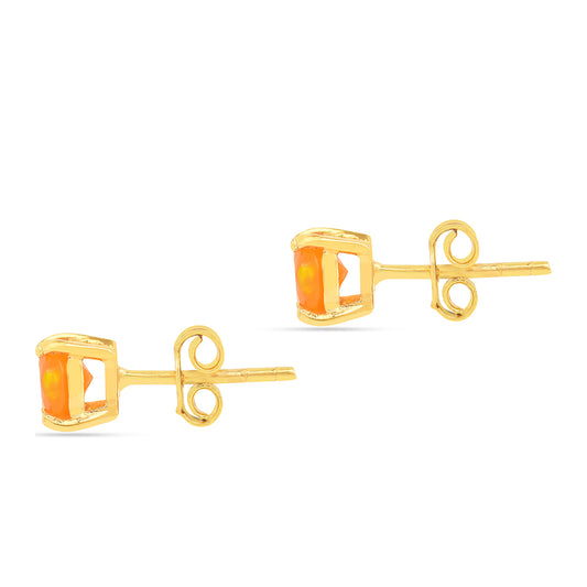 Cercei din Argint 925 Placat cu Aur ( 0.69 grame ) cu Opal de Foc 0.63 Carate