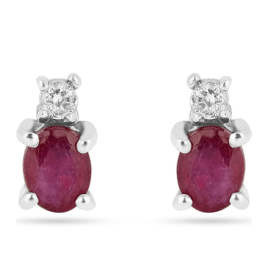 Cercei din Argint 925 ( 0.81 grame ) cu Rubin Thailandez și Zircon Alb 0.59 Carate