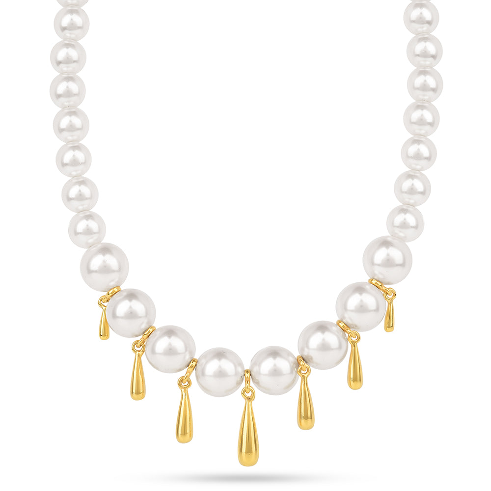 Colier din Argint 925 Placat cu Aur ( 4.47 grame ) cu Perlă de Apă Dulce Crem 117.62 Carate