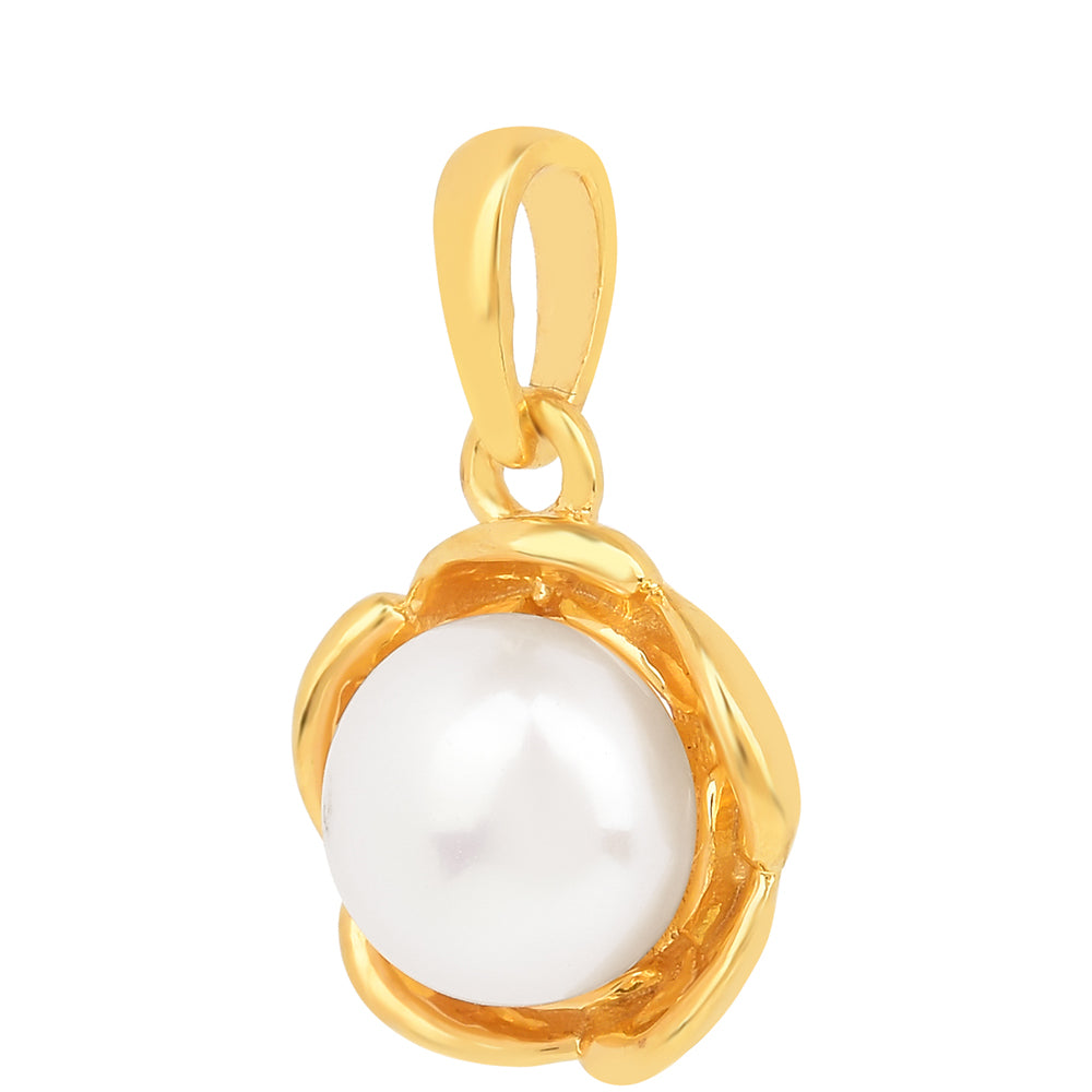 Pandantiv din Argint 925 Placat cu Aur ( 1.07 grame ) cu Perlă de Apă Dulce Crem 2.45 Carate