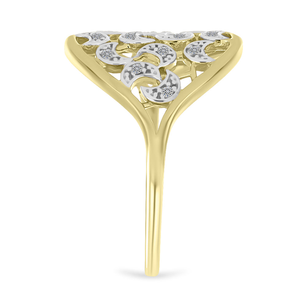 Inel din Argint 925 Placat cu Aur ( 4.12 grame ) cu Diamant Alb 0.1 Carate