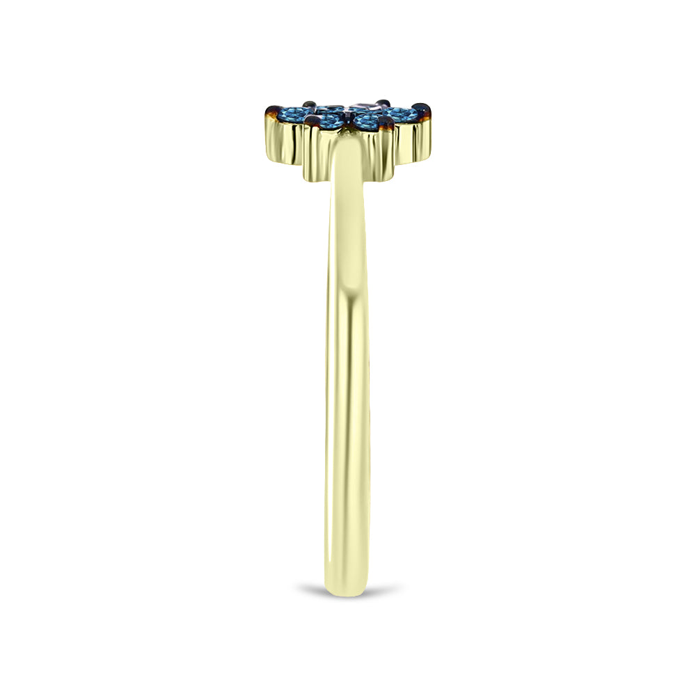 Inel din Argint 925 Placat cu Aur ( 2.12 grame ) cu Diamant Albastru 0.18 Carate