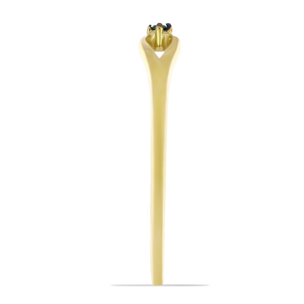 Inel din Argint 925 Placat cu Aur ( 1.43 grame ) cu Diamant Verde 0.02 Carate