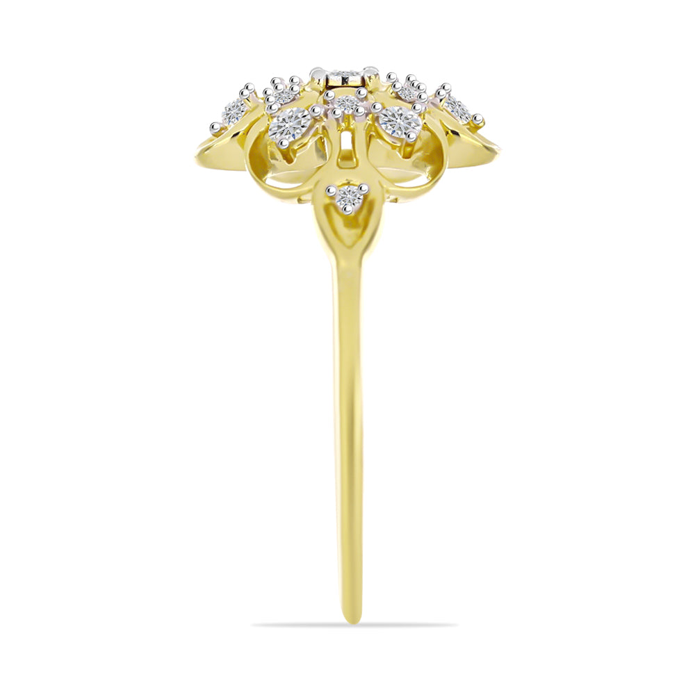 Inel din Argint 925 Placat cu Aur ( 2.94 grame ) cu Diamant Alb și Zircon Alb 0.47 Carate