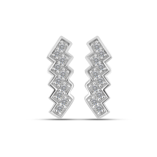 Cercei din Argint 925 Placat cu Aur ( 1.17 grame ) cu Diamant Alb 0.14 Carate