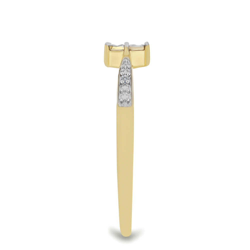 Inel din Argint 925 Placat cu Aur ( 1.8 grame ) cu Diamant Alb și Zircon Alb 0.03 Carate