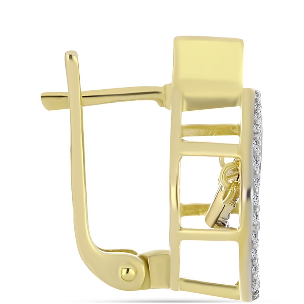 Cercei din Argint 925 Placat cu Aur ( 5.93 grame ) cu Diamant Alb și Zircon Alb 1.03 Carate