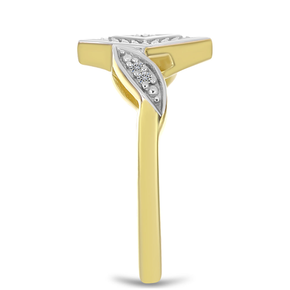 Inel din Argint 925 Placat cu Aur ( 2.59 grame ) cu Diamant Alb 0.05 Carate