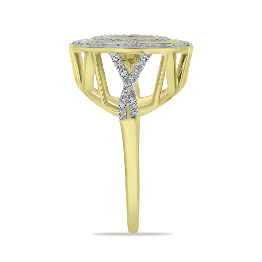 Inel din Argint 925 Placat cu Aur ( 4.5 grame ) cu Diamant Alb și Zircon Alb 1.05 Carate