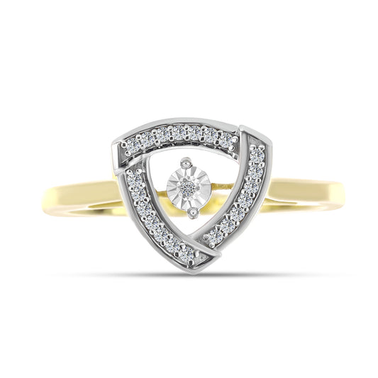 Inel din Argint 925 Placat cu Aur ( 3.12 grame ) cu Diamant Alb și Zircon Alb 0.24 Carate