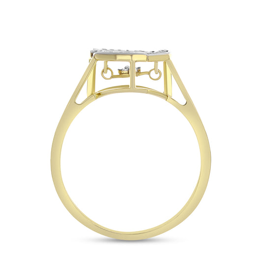 Inel din Argint 925 Placat cu Aur ( 3.12 grame ) cu Diamant Alb și Zircon Alb 0.24 Carate