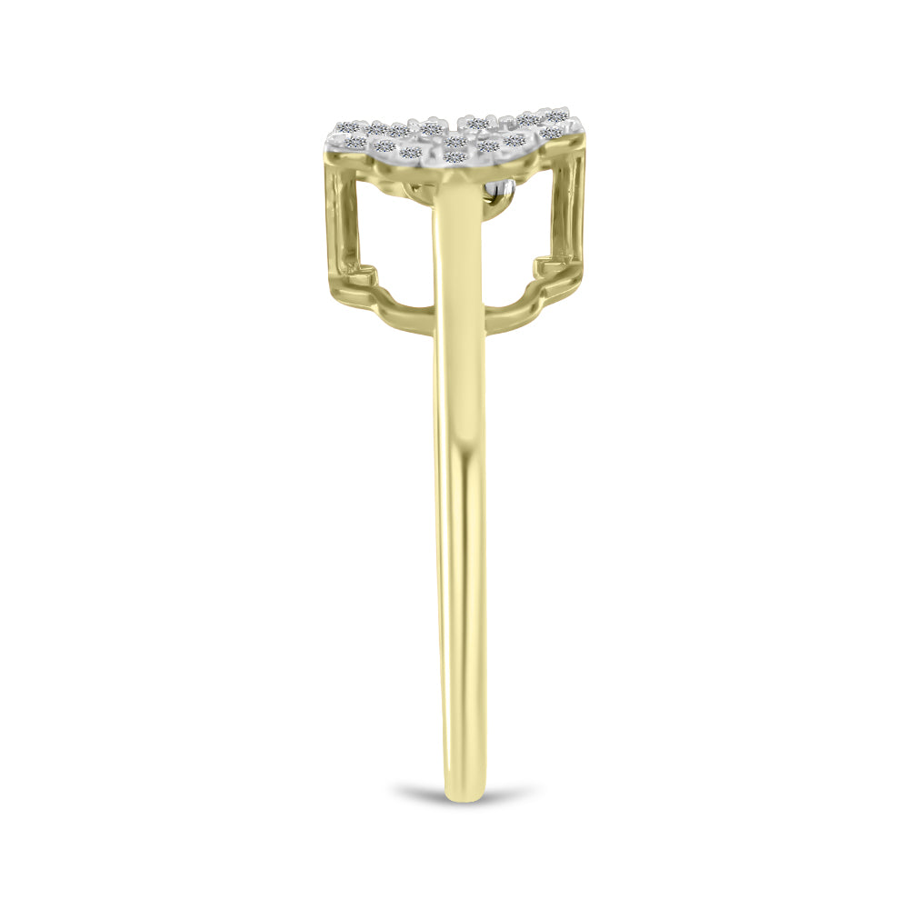 Inel din Argint 925 Placat cu Aur ( 3.16 grame ) cu Diamant Alb și Zircon Alb 0.49 Carate