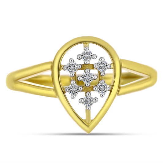 Inel din Argint 925 Placat cu Aur ( 2.46 grame ) cu Diamant Alb 0.08 Carate
