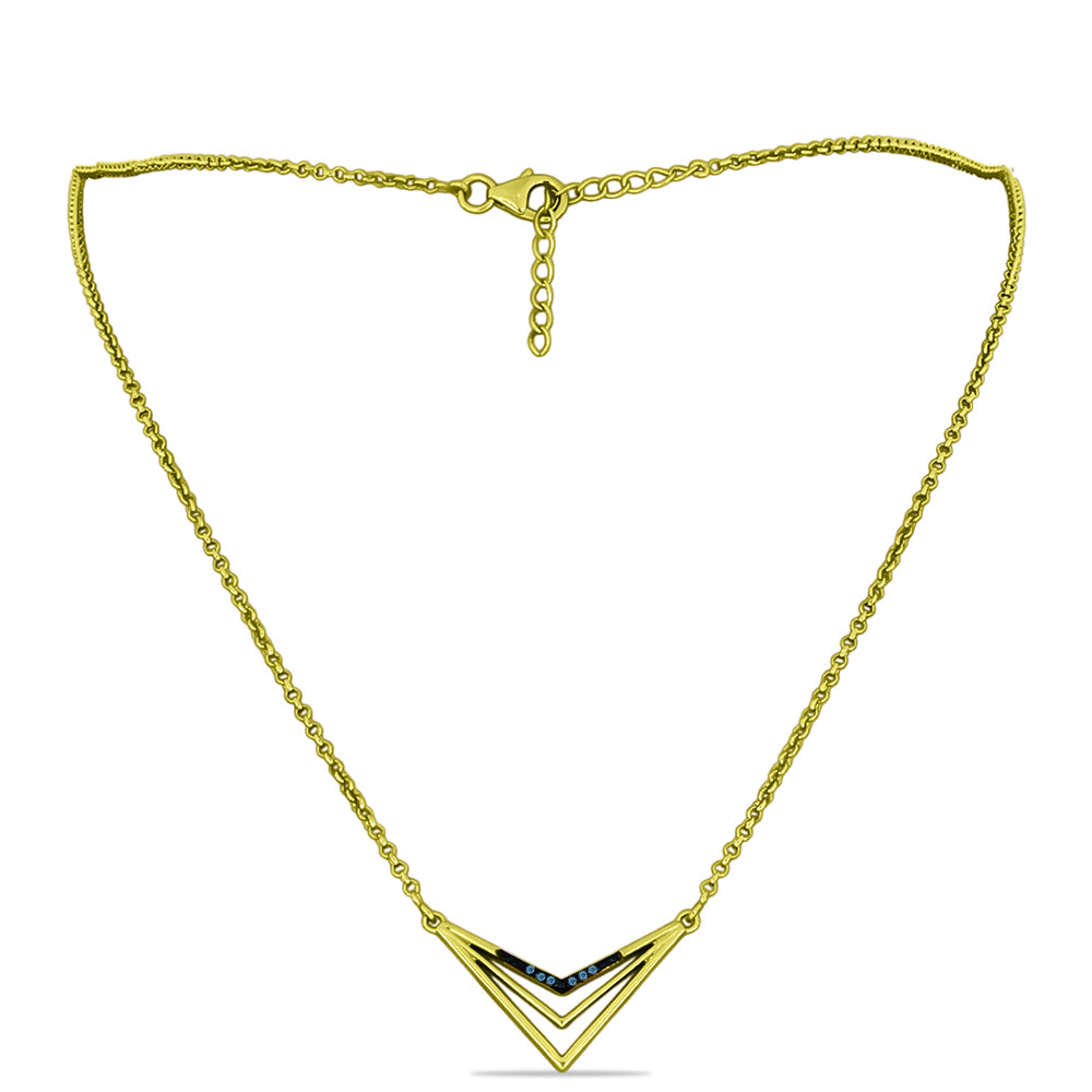 Colier din Argint 925 Placat cu Aur ( 5.36 grame ) cu Diamant Albastru 0.05 Carate