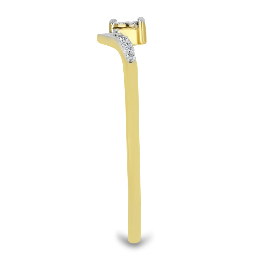 Inel din Argint 925 Placat cu Aur ( 1.39 grame ) cu Diamant Alb și Zircon Alb 0.11 Carate