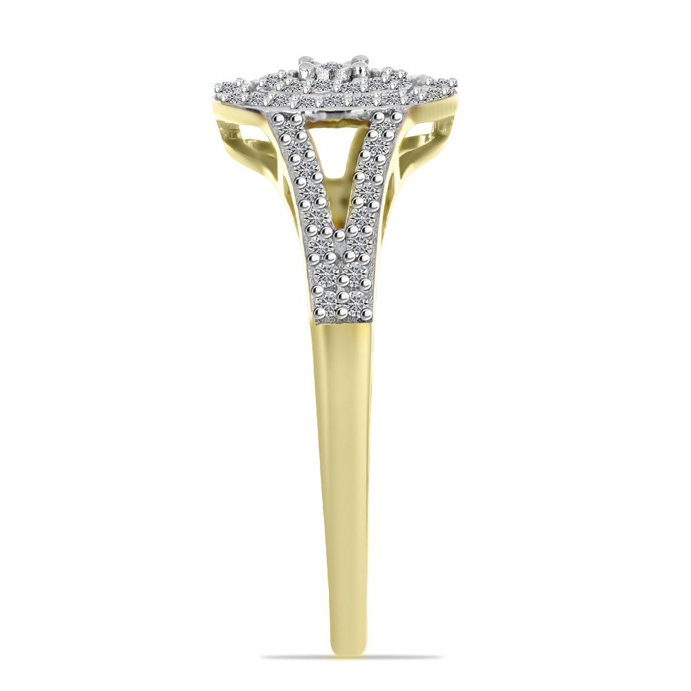 Inel din Argint 925 Placat cu Aur ( 2.85 grame ) cu Diamant Alb și Zircon Alb 0.78 Carate