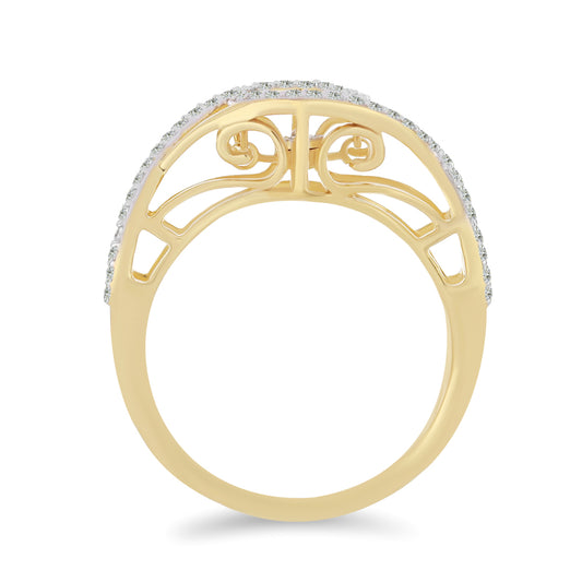 Inel din Argint 925 Placat cu Aur ( 3.75 grame ) cu Diamant Alb și Zircon Alb 0.69 Carate