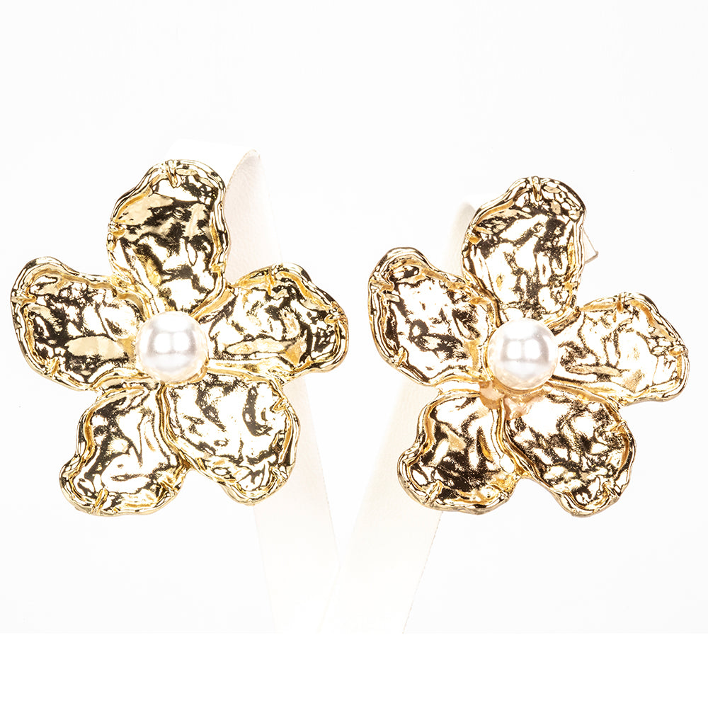 Cercei din Aliaj Placat cu Aur ( 30 grame ) cu Perlă de cristal