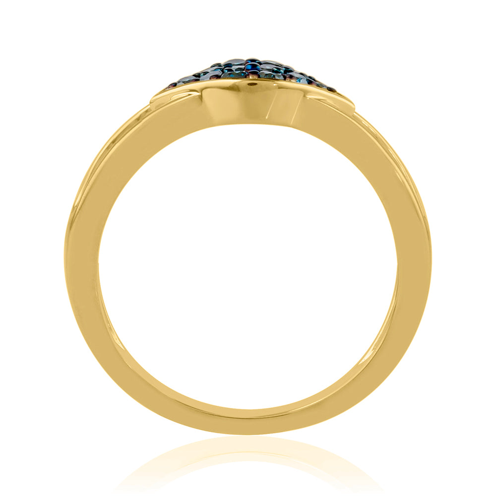 Inel din Argint 925 Placat cu Aur ( 2.64 grame ) cu Diamant Albastru 0.24 Carate