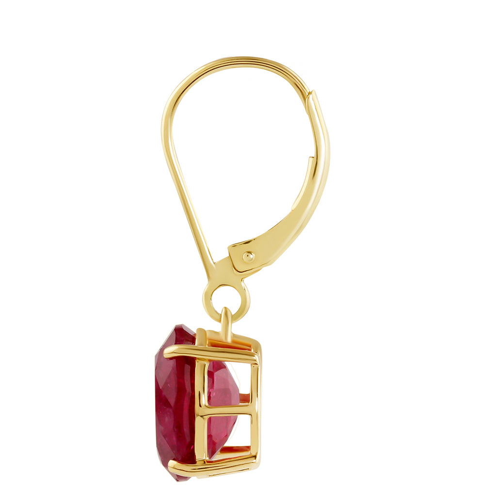 Cercei din Argint 925 Placat cu Aur ( 1.61 grame ) cu Rubin Thailandez 8.16 Carate