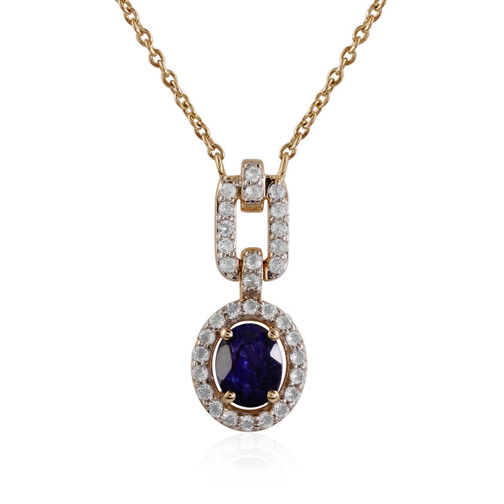 Colier din Aur de 9K ( 1.84 grame ) cu Safir Thailandez și Topaz Alb 0.68 Carate