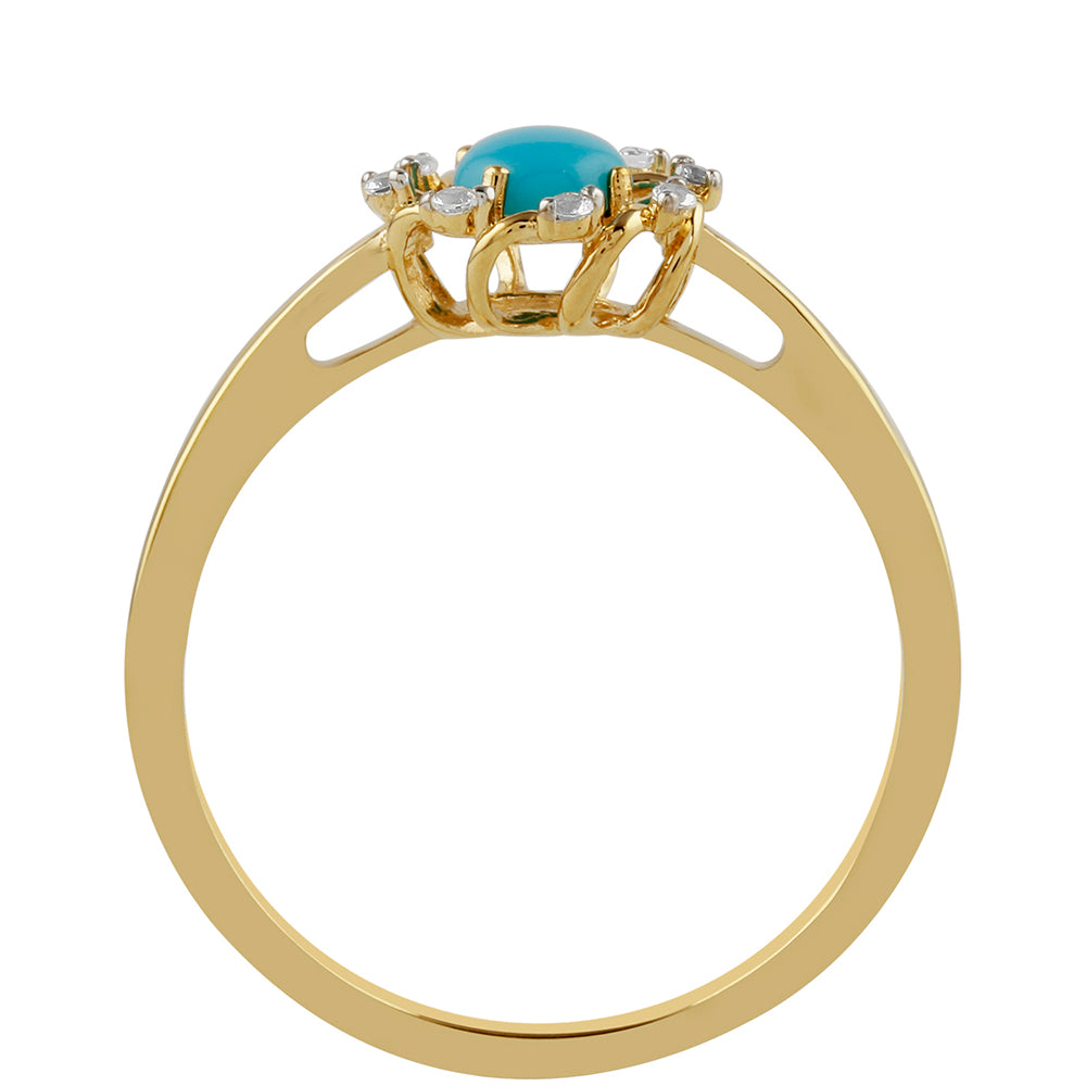 Inel din Argint 925 Placat cu Aur ( 1.87 grame ) cu Turcoaz ”Frumoasa Adormită” și Topaz Alb 0.51 Carate