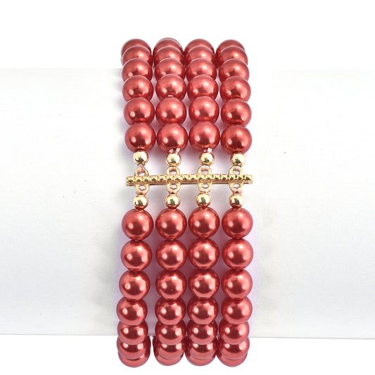 Brățară din Argint 925 Placat cu Aur ( 0.2 grame ) cu Perlă de apă dulce roșie 170 Carate