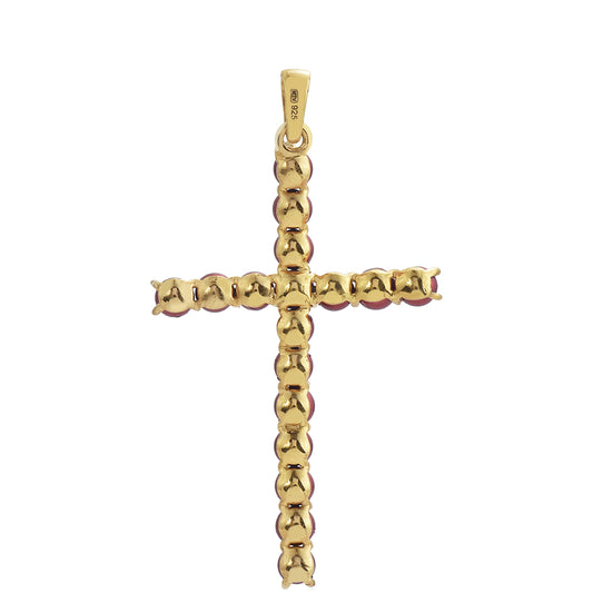 Cruce Pandantiv din Argint 925 Placat cu Aur ( 2.56 grame ) cu Perlă de apă dulce roșie 9.69 Carate