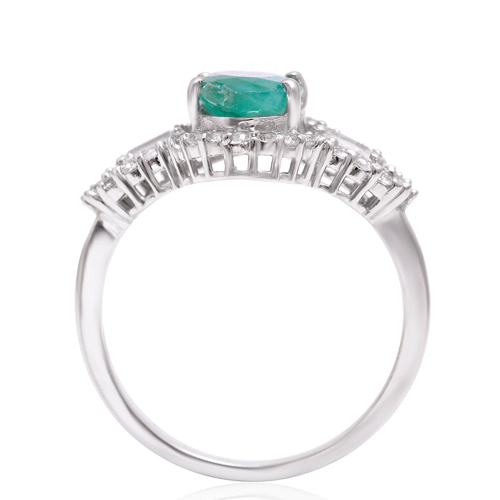 Inel din Argint 925 ( 3.04 grame ) cu Smarald Brazilian și Topaz Alb 2.06 Carate