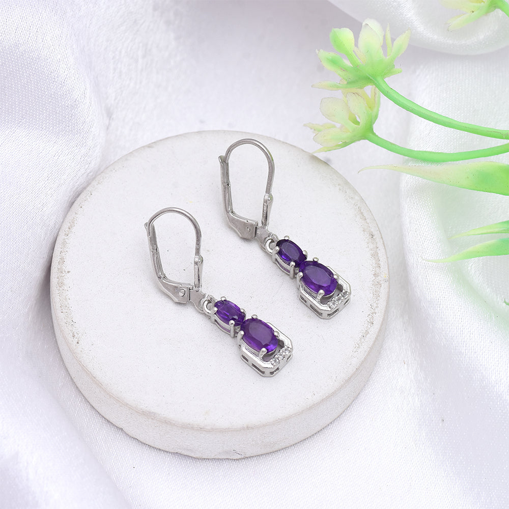 Cercei din Argint 925 ( 2.33 grame ) cu Ametist Marocan 1.25 Carate