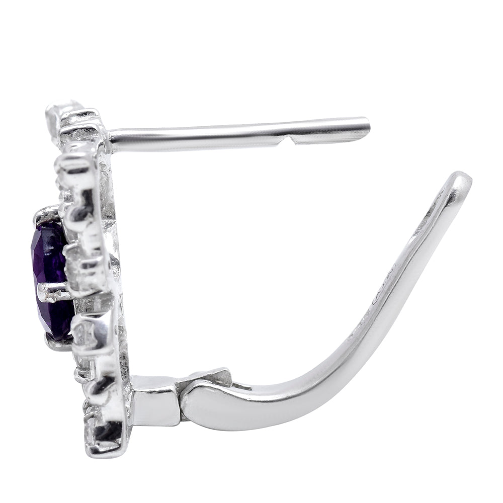 Cercei din Argint 925 ( 4.11 grame ) cu Ametist Marocan și Topaz Alb 0.63 Carate